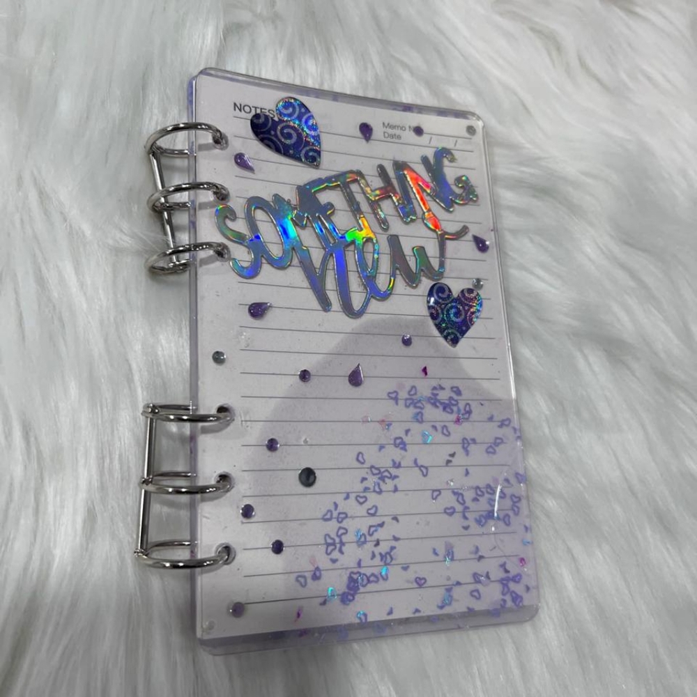 Resin Notebook with 'Something New' Motto: Fresh Beginnings Await
